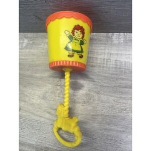 Raggedy Ann Baby Toy Rattle 1974 Vintage 70s Bobbs Merrill Yellow Orange